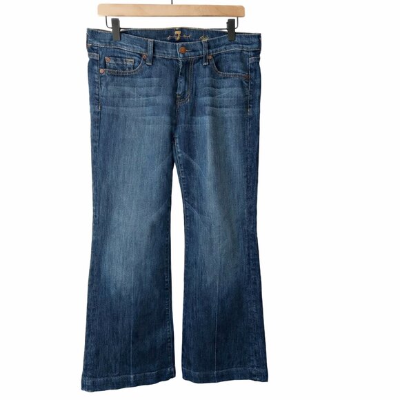 7 For All Mankind Denim - 7 For All Mankind Dojo Bootcut Jeans Size 28 Medium Wash Stretch Denim USA